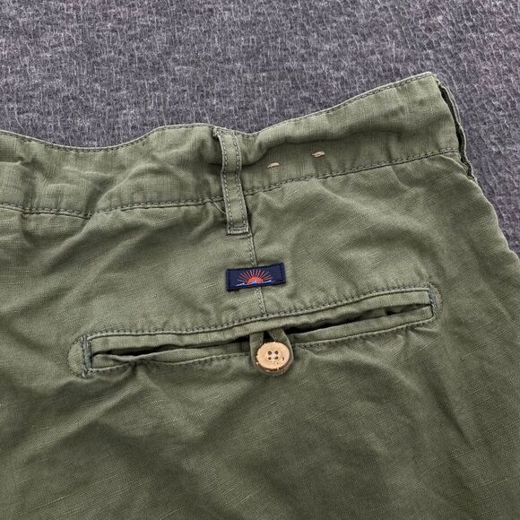 Faherty Men's Flat Front Linen/Cotton Blend Shorts - Moss - 34‎ - Picture 7 of 11